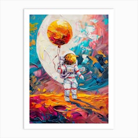 Astronaut On The Moon Art Print