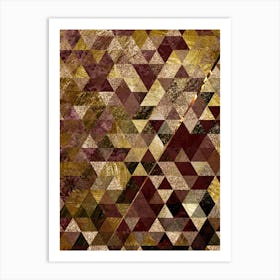 Abstract Geometric Triangle Pattern with Gold Foil n.0005 Art Print