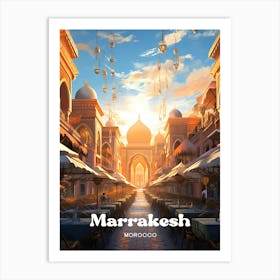 Marrakesh Morocco Sunrise Travel Art Illustration Art Print