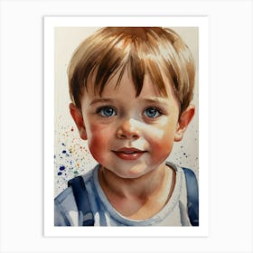 Watercolor Of A Boy Art Print