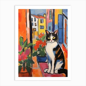 Painting Of A Cat In Cortona Italy 2 Art Print