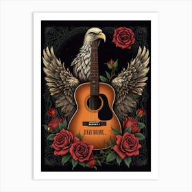 Eagle And Roses Art Print