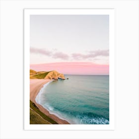 Durdle Door Beach, Dorset Pink Photography 1 Art Print