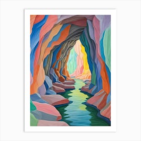 River In A Cave In Colour Art Print