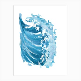 Watercolor Of A Blue Wave Art Print