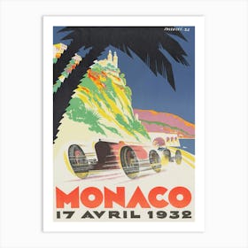 Vintage Monaco 17 Avril 1932 Art Print