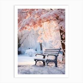 Park Bench In The Snow Art Print