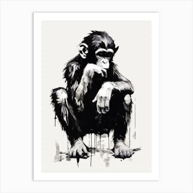 Thinker Monkey Graffiti Drip Illustration 1 Art Print