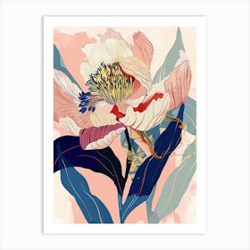 Colourful Flower Illustration Peony 3 Art Print