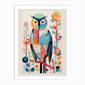 Colourful Scandi Bird Owl 2 Art Print