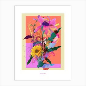 Gaillardia 1 Neon Flower Collage Poster Art Print