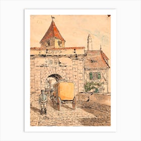 City Gate With Carriage (Student Work), Egon Schiele Art Print