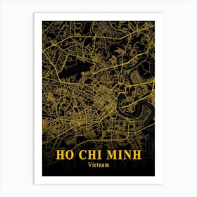 Ho Chi Minh Gold City Map 1 Art Print