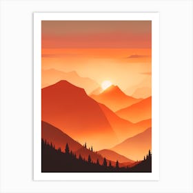 Misty Mountains Vertical Composition In Orange Tone 108 Art Print