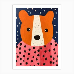 Pink Polka Dot Red Panda 2 Art Print