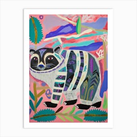 Maximalist Animal Painting Raccoon 3 Art Print