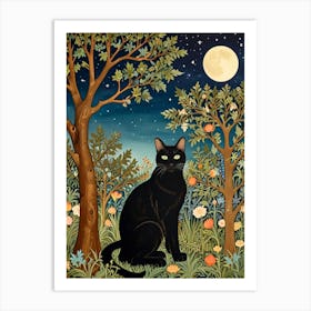 William Morris Black Cat In The Moonlight 8 Art Print