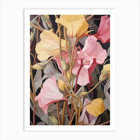 Sweet Pea 3 Flower Painting Art Print