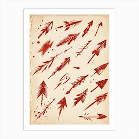 Brushstroke Designed Hand Drawn Arrow Icons Detailed Brushwork Strokes Visible Mix Of Red And Bro (6) Art Print