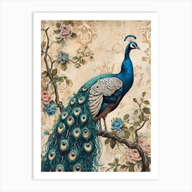 Kitsch Ornamental Peacock 3 Art Print