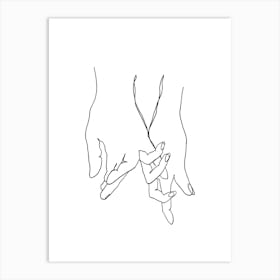 Line Art Hand In Hand Art Print