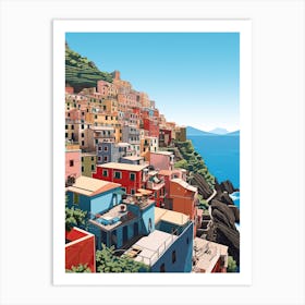 Cinque Terre, Italy, Flat Illustration 4 Art Print