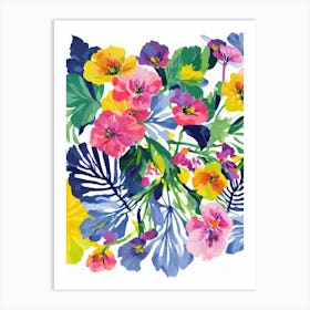 Lisianthus Modern Colourful Flower Art Print