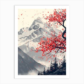 Asian Cherry Blossom Tree Art Print