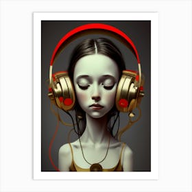 Girl With Headphones 47 Art Print