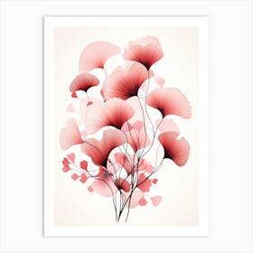 Pink Ginkgo Leaves 1 Art Print