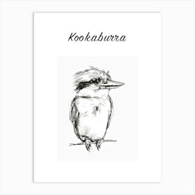 B&W Kookaburra Poster Art Print