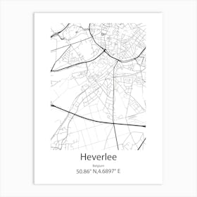 Heverlee,Belgium Minimalist Map Art Print