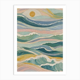 Sun And Waves In Pastel Art Print