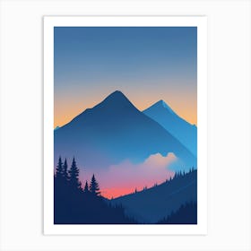 Misty Mountains Vertical Composition In Blue Tone 85 Art Print