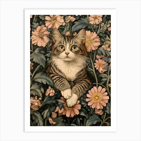 Cat In Flowers 3 Art Print