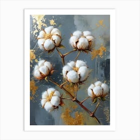 Gold Plated Cotton Flowers Art Print