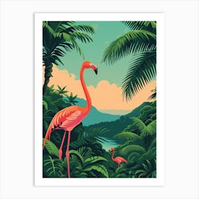 Greater Flamingo Argentina Tropical Illustration 1 Art Print