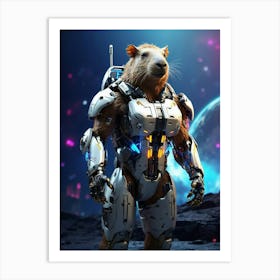 Capybara In Cyborg Body #2 Art Print