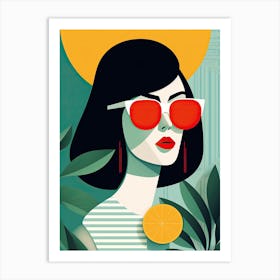 Woman and lemons Art Print