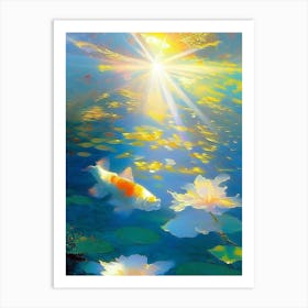 Kohaku Koi Fish Monet Style Classic Painting Art Print