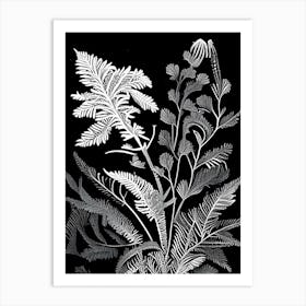 Ebony Spleenwort Wildflower Linocut 2 Art Print