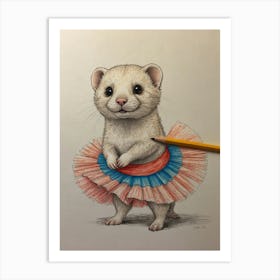 Ferret In Tutu 8 Art Print