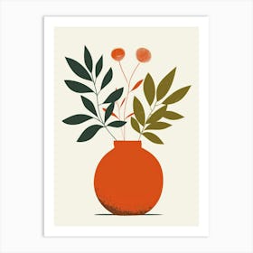 Orange Vase With Flowers Art Print