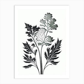 Lovage Herb William Morris Inspired Line Drawing 3 Art Print
