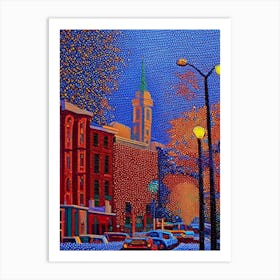 Ann Arbor, City Us  Pointillism Art Print