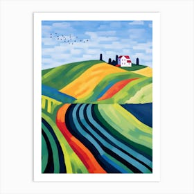 Vineyards Watercolor Painting Art Print