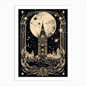 London, United Kingdom, Tarot Card Travel  Line Art 2 Art Print