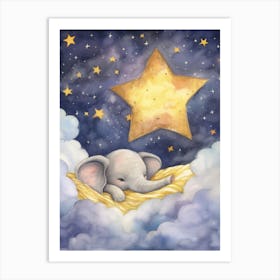 Baby Elephant 2 Sleeping In The Clouds Art Print