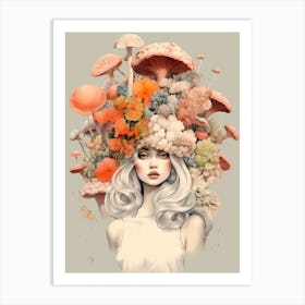 Mushroom Surreal Portrait 6 Art Print