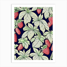 Everbearing Strawberries, Plant, William Morris Style Art Print